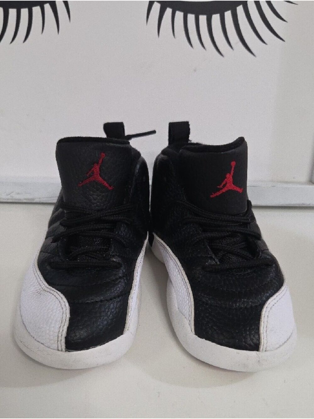 Jordan Kids Black and White High-Top Sneakers Size 9